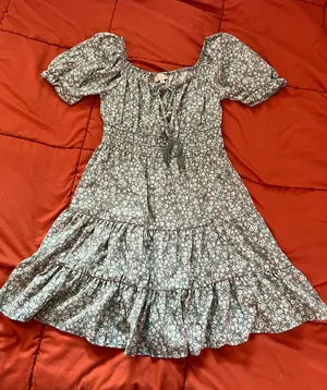 Indulge Sage Green Floral Mini Dress thumbnail 1