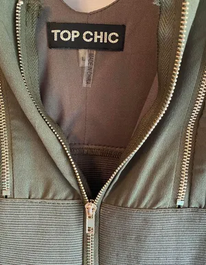 Army Green Sleeveless Romper W/ Gold Zippers thumbnail 4