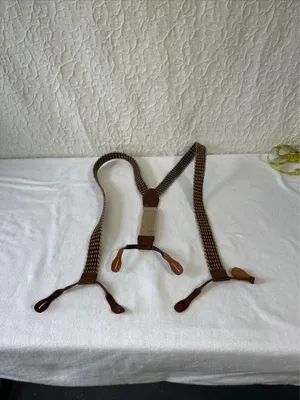 Banana Republic Suspenders Leather/Twine Brown Classic Woven Braided Braces thumbnail 10