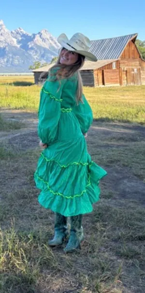 Celia B Tiered Emerald Flame Midi Dress thumbnail 1
