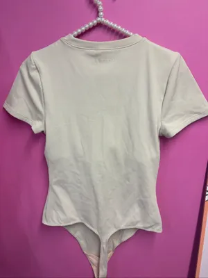 Girlfriend Collective Cream Ribbed Short-Sleeve Bodysuit thumbnail 3