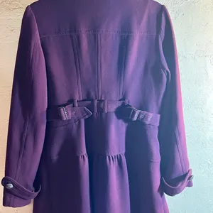 Rich Purple Structured Trench Coat with Military Design and Wide Lapel thumbnail 9