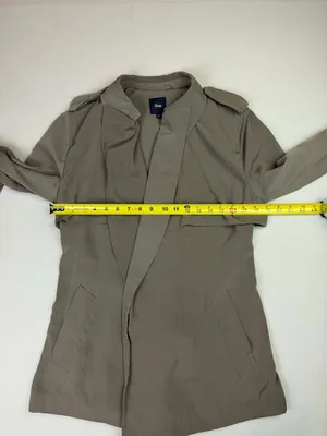 Gap Modern Gray Lightweight Open Front Belted Trench Coat Size Medium thumbnail 8