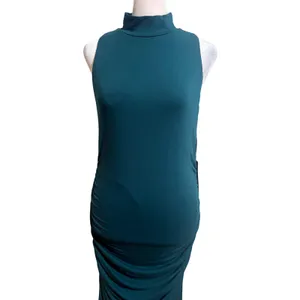 Halogen Ruched Midi Dress Womens Medium Teal New Mock Neck Sleeveless thumbnail 9