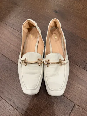 Clarks Women's Pure Block Loafer Flats Cream Leather Size 9 - C63-006 thumbnail 3