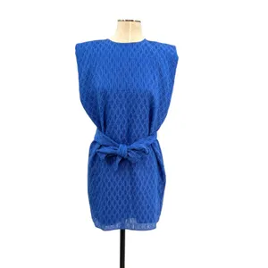 Amanda Uprichard Kenwood Dress Mini Textured Belted‎ Mirtillo Blue Size XS thumbnail 3