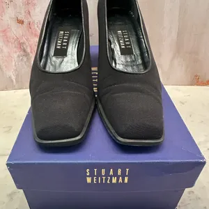 Stuart Weitzman Black Gore-Tex Rainaway Pumps Block Heel Women’s 8AAA Square Toe thumbnail 3