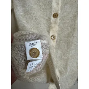 L.L.Bean Mohair Cardigan Sweater Fuzzy Sheer Halo Knit Ivory Womans XS thumbnail 11
