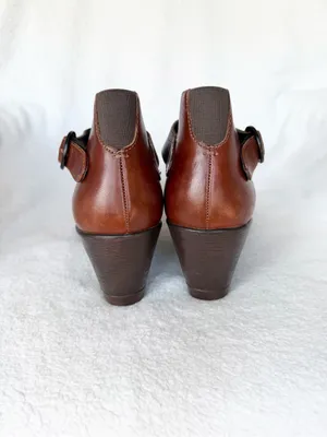Dansko Womens Rebel Wedge Pump 39 Mary Jane Buckle Casual Heels Leather Brown thumbnail 4