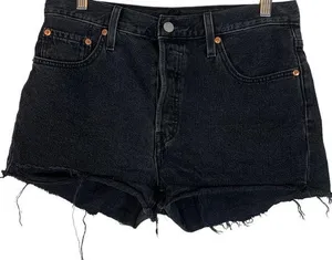 Levis 501 High Waist Cut Off Jean Shorts Size 29 Black thumbnail 1