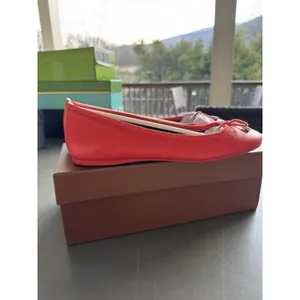NEW COACH SIZE 9.5 Lara Silk Nappa Ballet Flats Orange Leather Bow Logo Shoes‎ thumbnail 3