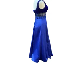VTG ZumZum Prom Dress Gown 3/4 Blue Velvet Unconventional Lace Formal‎ Glam 90s thumbnail 7