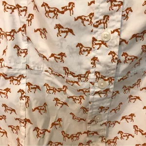 NWT Aritzia Little Moon Horse Print Puff Sleeve Square Neck Blouse L thumbnail 5