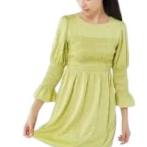Urban Outfitters Mabel Smocked Floral Mini Dress Green Cottagecore Womens Large thumbnail 4
