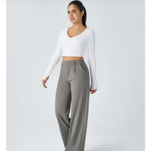 Halara Flex™ DayStretch High Waisted Pocket Straight Leg Work Pants Gray Medium thumbnail 6