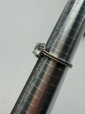 Round Clear Solitaire Ring Silver Tone Size 8.5-9 thumbnail 3