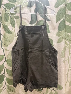 Cider Olive Green Short Denim Overalls thumbnail 4