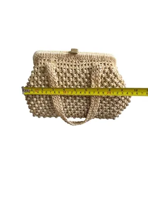 VINTAGE The Golden Girls Style Woven Top Snap Handbag thumbnail 2