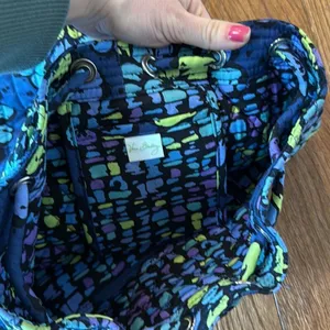 Vera Bradley blue green floral quilted backpack thumbnail 7
