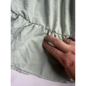 Liberty Love NWT Sage Green Tiered Puff Sleeve Smocked Mini Dress milk maid garden party med thumbnail 3
