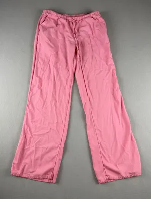 Pink Linen Blend Drawstring Wide Leg Pants Womens Casual Beach Trousers thumbnail 1