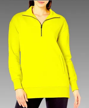 NWT Amazon Aware Relaxed Fit Half Zip‎ Tunic Sweatshirt Neon Lime – XXS Yellow thumbnail 1