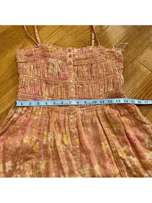 Free People FP One Sammi Shorts Romper 100% Cotton Floral print Orange boho Sz M thumbnail 7