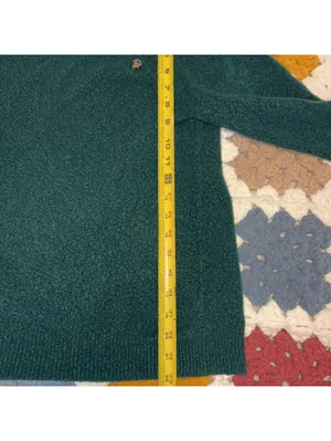 J.Crew Merino Wool Blend Women's XS Green Buttoned Mock Neck Sweater Cozy Casual thumbnail 7