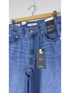 Levi’s Premium Baggy Dad Lightweight Linen Denim Jeans Heavy Check 25x30 NWT thumbnail 9