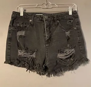 Mossimo Supply Co Black Distressed High Rise Short Denim Shorts Size 8 thumbnail 1