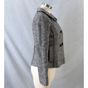 Banana Republic Pea Coat Black White Tweed Wool Blend Double Breasted 4 thumbnail 8