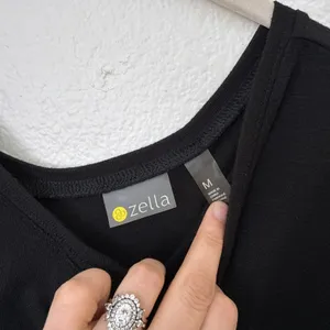 [Zella] Heathered Black Amare Ruched Front V-Neck Long Sleeve T-Shirt Sz Medium thumbnail 9