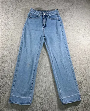 High Waist Straight Leg Jeans Women 25x28.5 Blue Retro Y2K Indie Released Hem thumbnail 1