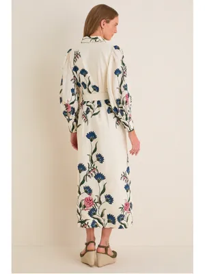Tuckernuck Belle Bouquet Cotton Linen Therese Puff Sleeve Dress S Belted Garden thumbnail 4