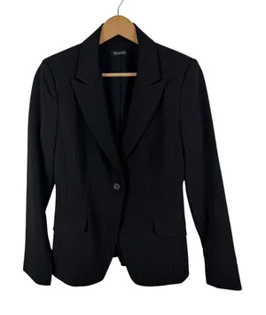 Tahari Black Pinstripe Suit Jacket Blazer Small Business Office Career Classic‎ thumbnail 1