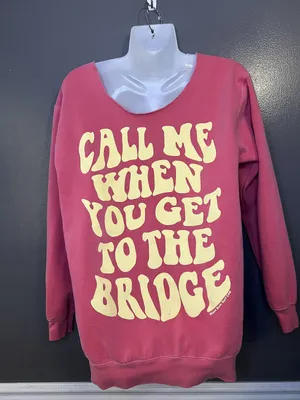 Beach Bum Surf Co Sweatshirt Womens Medium Pink Call Me When Bridge Graphic thumbnail 6