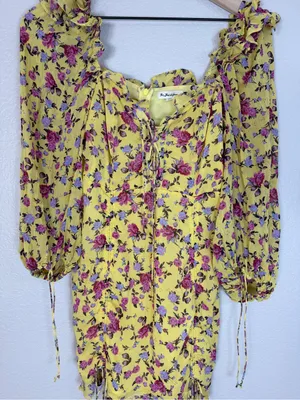 For Love & Lemons Viral Beaumont Silk Floral Mini Dress size Medium $298 thumbnail 10