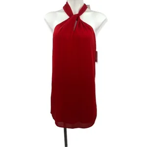 New Norah small red dress with visible zipper halter style thumbnail 2