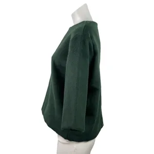 The Gray Women's Green Faux Fur Fleece Half Sleeve Crew Neck Sweater Top Size M thumbnail 2