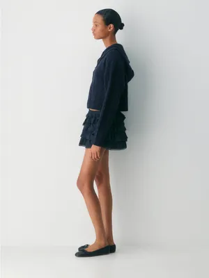 Aritzia Sunday Best Octava Cable Knit relaxed fit wool full zip hoodie small NWT thumbnail 5
