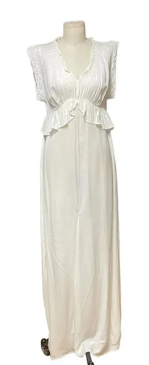 ByTimo White‎ Short Sleeve Ruffle Peplum Maxi Dress Size Medium thumbnail 1