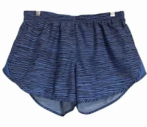 Nike Dri-FIT Womens Running‎ Shorts Blue Black Wave Print Size M Zip Pocket thumbnail 1