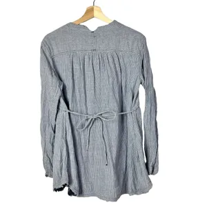 Free‎ People All Who Wander Blue Stripe Wrap Long Sleeve M thumbnail 4