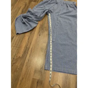 Joie Gingham Wide‎ Leg Cropped Pants Paperbag Waist Blue White Size L thumbnail 9