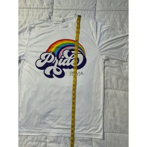 Pride T-Shirt LGBTQ Women's Small White Rainbow Athletic thumbnail 3