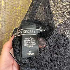 Victorias Secret Black Lace Goth Witchy Pleated Babydoll Nightie Med NWT thumbnail 6