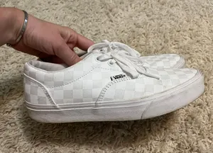 Vans White Checkered Size 7.5 thumbnail 1