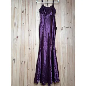 NWT Lulus Make You Shine Dark Purple Satin Mermaid Maxi Dress Holiday Gala Sz XS thumbnail 2