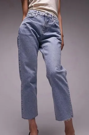 Raw Hem Straight Leg Jeans thumbnail 1