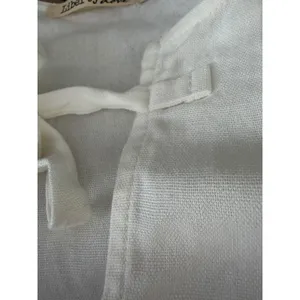 Liberty Love White Linen‎ Blend Tie Front Puff Sleeve Peplum Top XS thumbnail 5